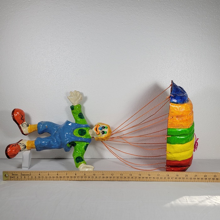 Vintage Paper Mache Clown with Parachute-Height Extended