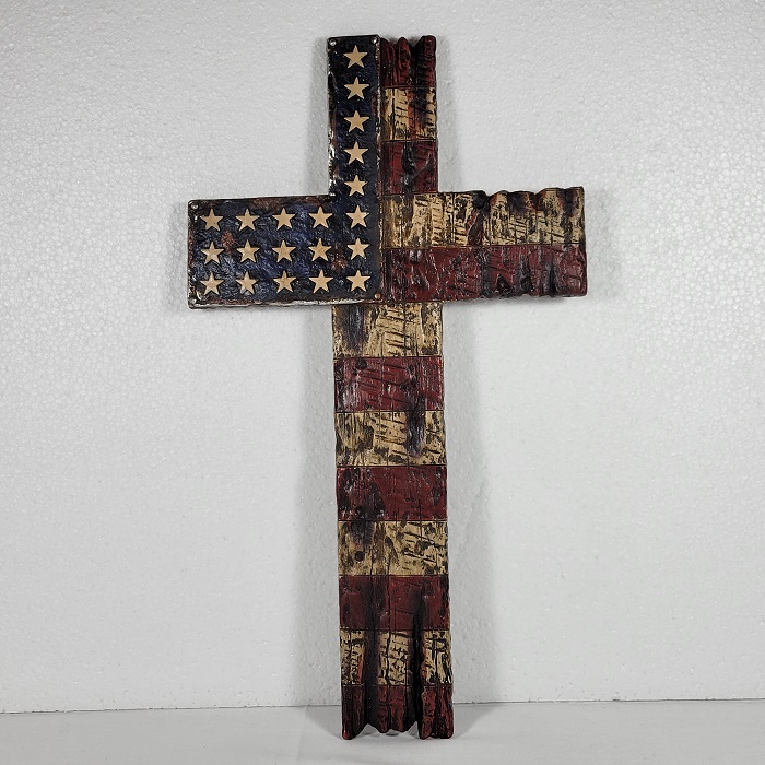 Large Cross Crucifix American Flag Christian