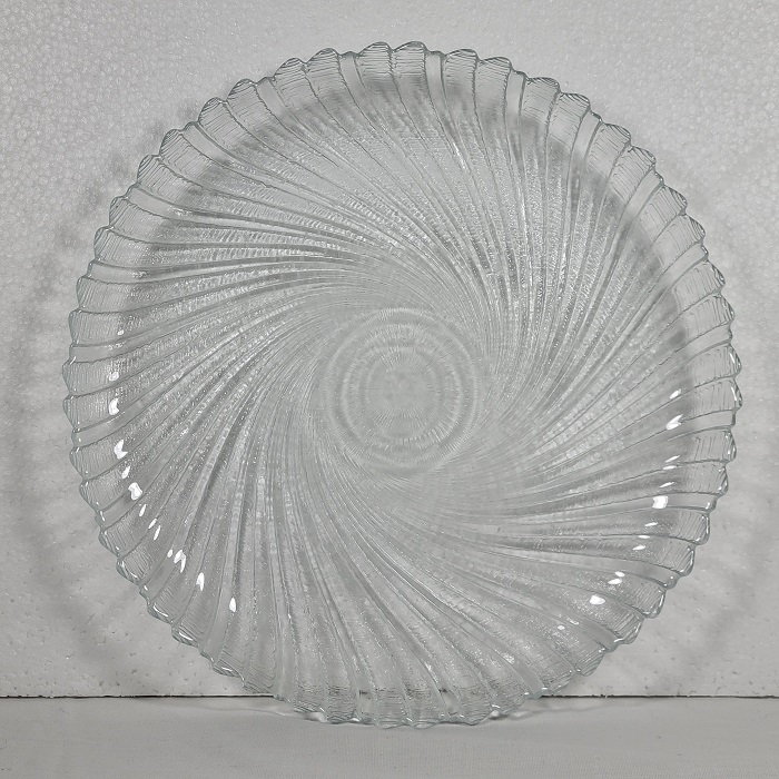 Serving Platter Swirl Design Round Clear Glass