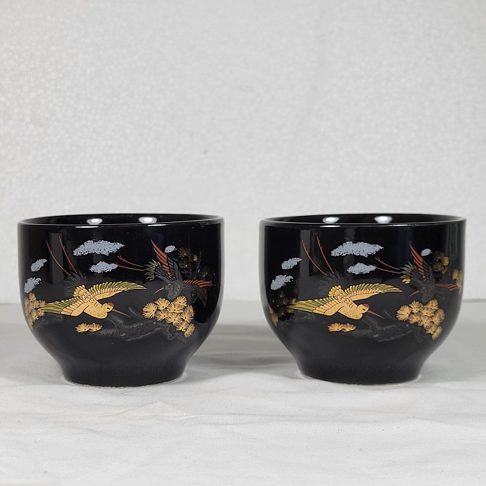 Tea Cups Japan Black Set of 2