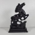 Black Horse Sculpture Resin 9 Inch Tall Maroon Hue