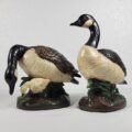 Ceramic Goose Family Sculpture 7 Inches & 5 Inches Tall Signed Taylor