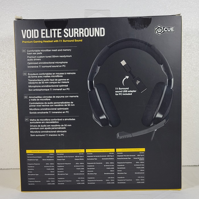 Corsair Void Elite 7.1 Surround Sound Gaming Headset-Box Back