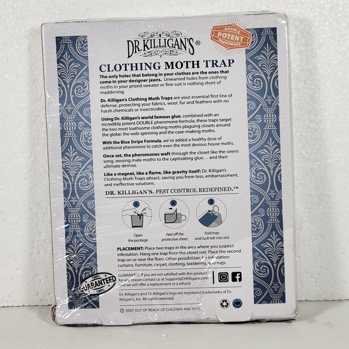 Dr. Killigan’s – Premium Clothing Moth Traps – Pheromones – Organic Clothing-Back