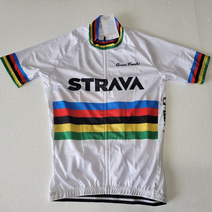 Cycling Jersey Full Front Zip Strava Gran Fondo Medium White