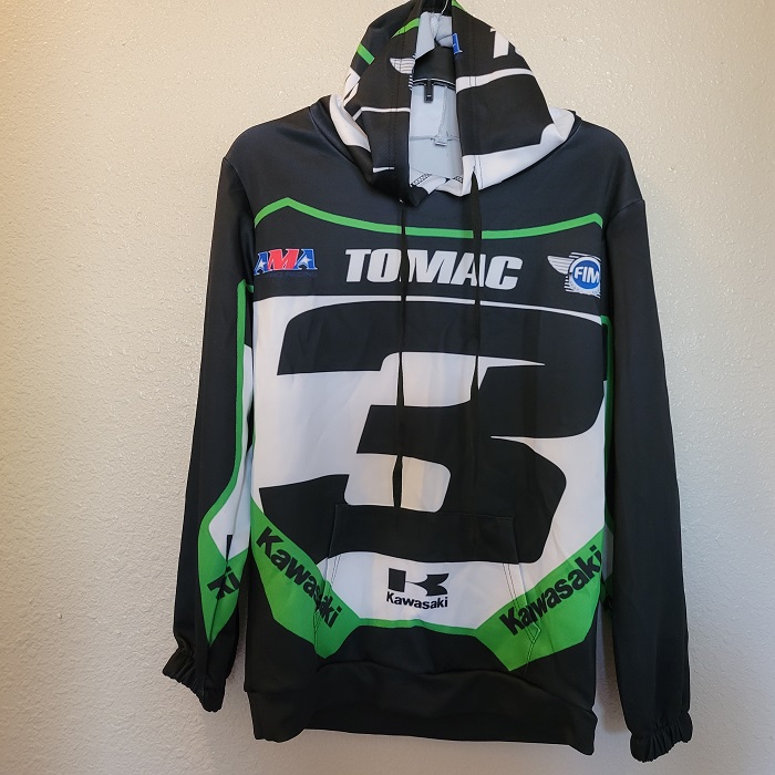 Tomac #3 Kawasaki Motorcycle Hooded Pullover Shirt Size L Youth